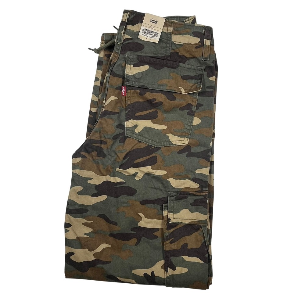 Levis 94 Baggy Cargo Pants Womens 25 (Fits 28x30) Camo High Rise Adjustable Hem